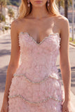 Sweetheart Pink Bodycon Homecoming Dress with Beading