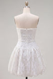 A-Line White Sweetheart Floral Homecoming Dress