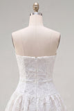 A-Line White Sweetheart Floral Homecoming Dress