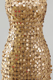 Sparkly Gold Strapless Sequin Bodycon Short Formal Dress