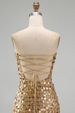 Sparkly Gold Strapless Sequin Bodycon Short Formal Dress