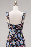 Yellow Floral Sequin Embroidered Sweetheart Bodycon Homecoming Dress