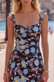 Yellow Floral Sequin Embroidered Sweetheart Bodycon Homecoming Dress