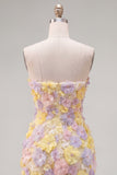 Pink Strapless Floral Short Bodycon Homecoming Dress with Beading