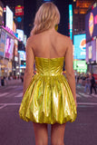 Metallic Green A-Line Sweetheart Corset Ruched Homecoming Dress
