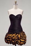 Black Golden Bodycon Sweetheart Homecoming Dress with Ruffles