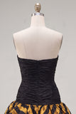 Black Golden Bodycon Sweetheart Homecoming Dress with Ruffles