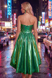 Royal Blue Metallic A-Line Sweetheart Ruched Corset Asymmetrical Homecoming Dress