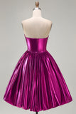 Royal Blue Metallic A-Line Sweetheart Ruched Corset Asymmetrical Homecoming Dress