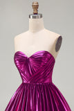 Royal Blue Metallic A-Line Sweetheart Ruched Corset Asymmetrical Homecoming Dress