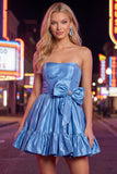 Strapless Dark Green A-Line Ruffles Homecoming Dress with Bow