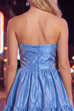 Strapless Dark Green A-Line Ruffles Homecoming Dress with Bow