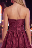 Strapless Dark Green A-Line Ruffles Homecoming Dress with Bow