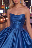 Mint A-Line Strapless Satin Ruched Homecoming Dress