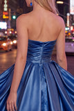 Mint A-Line Strapless Satin Ruched Homecoming Dress