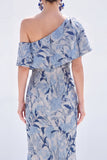 Yellow Mermaid One Shoulder Floral Long Mother Of the Bride Dress