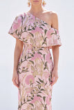 Yellow Mermaid One Shoulder Floral Long Mother Of the Bride Dress