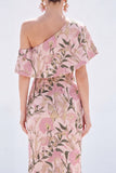 Yellow Mermaid One Shoulder Floral Long Mother Of the Bride Dress