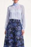 A-Line Purple High Neck 2 Piece Midi Mother Of the Bride Dress with Long Sleeves