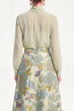 A-Line Purple High Neck 2 Piece Midi Mother Of the Bride Dress with Long Sleeves