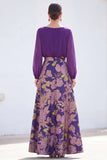 Green A-Line Bateau Neck 2 Piece Jacquard Floral Long Mother Of the Bride Dress