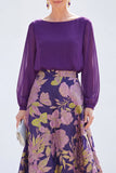 Green A-Line Bateau Neck 2 Piece Jacquard Floral Long Mother Of the Bride Dress