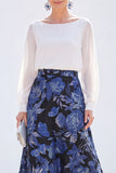 Green A-Line Bateau Neck 2 Piece Jacquard Floral Long Mother Of the Bride Dress