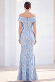 Mermaid Royal Blue Off the Shoulder Long Mother Of the Bride Dress with 3D Flowers