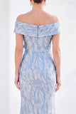 Mermaid Royal Blue Off the Shoulder Long Mother Of the Bride Dress with 3D Flowers