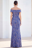 Mermaid Royal Blue Off the Shoulder Long Mother Of the Bride Dress with 3D Flowers