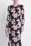 Mermaid Black Bateau Neck Floral Long Mother Of the Bride Dress with Embroidery