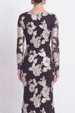 Mermaid Black Bateau Neck Floral Long Mother Of the Bride Dress with Embroidery