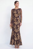 Mermaid Black Bateau Neck Floral Long Mother Of the Bride Dress with Embroidery