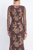 Mermaid Black Bateau Neck Floral Long Mother Of the Bride Dress with Embroidery