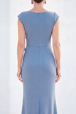 Fuchsia Mermaid Bateau Neck Ruched Floral Long Mother Of the Bride Dress with Cap Sleeves