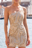 Sparkly One Shoulder Black Sequins Bodycon Homecoming Dress