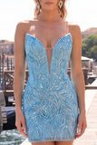 Sparkly Fuchsia Sweetheart Bodycon Sequins Homecoming Dress with Lace Up Back