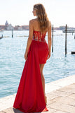 Sweetheart Red Bodycon Sheer Corset Ruched Sequins Homecoming Dress with Sash