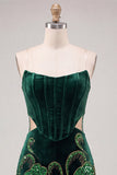 Black Strapless Bodycon Embroidered Cut Out Floral Homecoming Dress with Lace Up Back