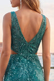 Sparkly Green Bodycon V-Neck Cut Out Sequins Short Homecoming Dress