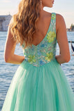 A-Line Yellow V-Neck Floral Sequins Homecoming Dress