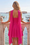 Yellow A-Line Strapless Ruched Pleated Homecoming Dress with Neck Scarf