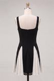 Black Square Neck A-Line Short Homecoming Dress