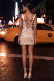 Blush Bodycon Halter Neck Corset Lace Up Back Ruched Homecoming Dress with Sash