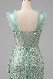 Champagne Bodycon Sheer Corset Ruffle Ruched Sequins Homecoming Dress