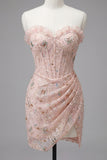 Green Sweetheart Ruffled Corset Bodycon Ruched Lace Up Back Homecoming Dress