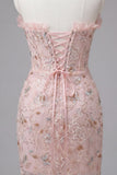 Green Sweetheart Ruffled Corset Bodycon Ruched Lace Up Back Homecoming Dress