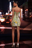 Green Sweetheart Ruffled Corset Bodycon Ruched Lace Up Back Homecoming Dress