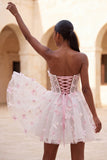 A-Line Lilac Sweetheart Sheer Corset Appliqued Homecoming Dress with Lace Up Back
