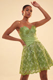 A-Line Green Sweetheart Corset Sequins Homecoming Dress with Lace Up Back